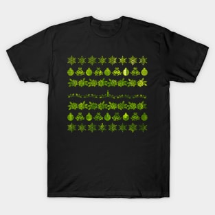 Green Christmas Silhouette Pattern T-Shirt